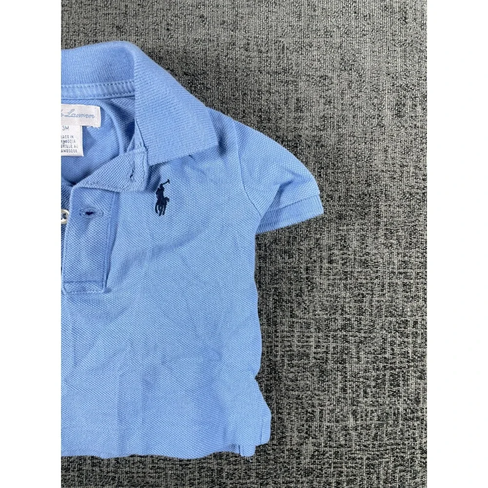 Ralph Lauren Baby Boys Light Blue Short Sleeve Pique Polo Shirt Size 3M